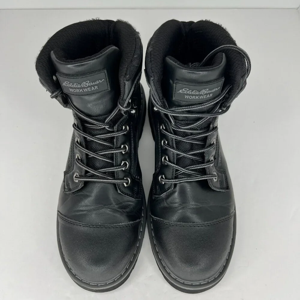 Eddie Bauer Mens Bellingham Black Steel Toe Lace Up Ankle Size 9.5 M Work Boots